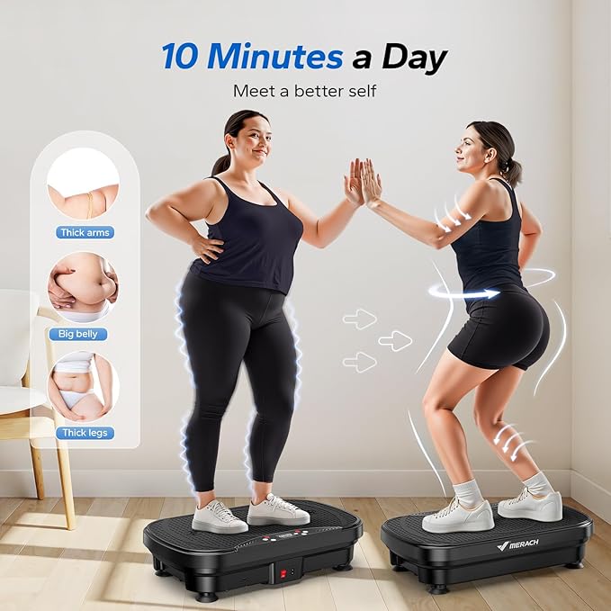 MERACH Vibration Plate Exercise Machine, Vibration Plate for Lymphatic Drainage Weight Loss, Vibrating Plate Exercise Machine with Bluetooth and LED Display, Workout Equipment for Women Men Home-Ruum Studio Home