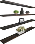 Wood Floating Shelves for Wall Decor, Rustic Wall Shelves for Bedroom Bathroom Kitchen Living Room, Set of 4 Walnut 48 Inch-Ruum Studio Home