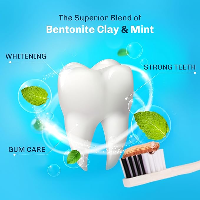 Bentodent Calcium Bentonite Clay Toothpaste Fluoride-Free SLS Free Natural Toothpaste for Family Including Kids (Combo Pack (Mint & Cardamom))-Ruum Studio Home