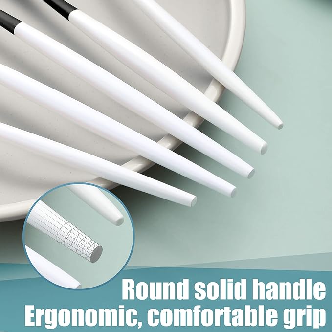 Matte Black White Silverware Set for 6,Modern Stainless Steel Brushed Cutlery Set,30-Pieces Heavy Duty Flatware Set,Knives Spoons and Forks Set Utensils Set, Satin Finish, Dishwasher Safe-Ruum Studio Home