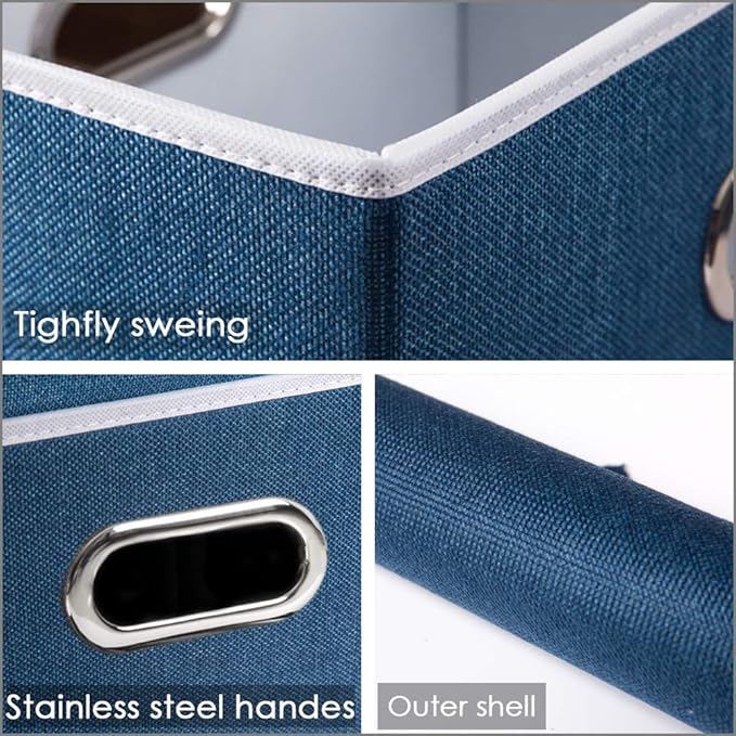 PRANDOM Collapsible Storage Bin with Lid [1-Pack] Fabric Foldable Storage Box Organizer Container Basket Cube with Cover for Home Bedroom Closet Office Nursery Royal Blue(14.9x9.8x9.8)-Ruum Studio Home