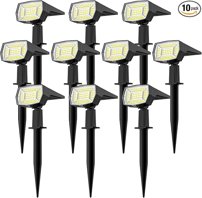 Fabrito 72 LEDs Solar Spot Lights Outdoor Waterproof, 3 Modes Landscape Spotlights, Dusk to Dawn Solar Powered Flood Wall Lights for Outside, Solar Garden Lights for Yard Porch 10 Pack (Cool White)-Ruum Studio Home