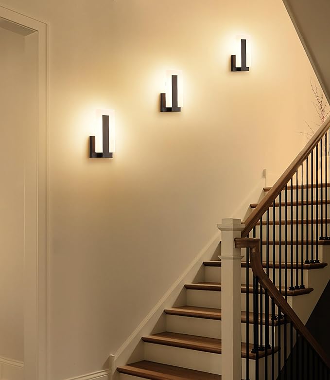 Joosenhouse Modern LED Wall Sconces Up and Down Wall Mount Light Black 3000K Warm White Wall Lights Set of 2, Indoor Wall Lighting for Hallways, Bedrooms, Hallways, Living Room Indoor Wall Lights-Ruum Studio Home
