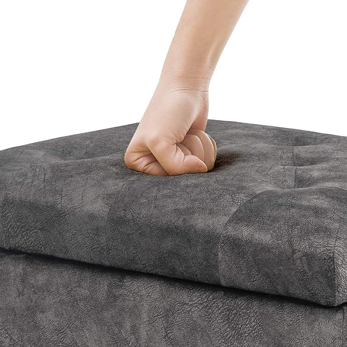 Joveco 24" Rectangular Ottoman with Storage for Living Room, Upholstered Storage Bench Foot Stool and Seat with Lift Off Lid, Coffee Table Footrest for Bedroom-Ruum Studio Home