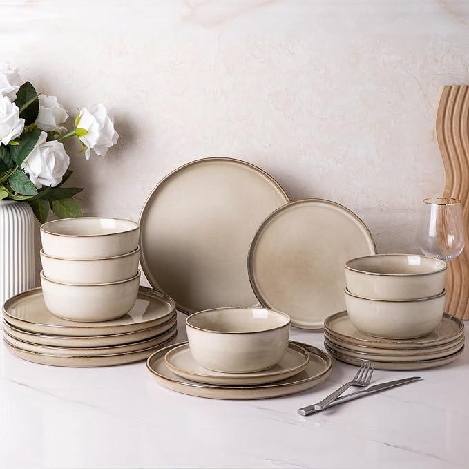 GBHOME Ceramic Dinnerware Sets for 12, 36 Pieces Stoneware Plates and Bowls Sets, Reactive Glaze Dishes -Scratch Resistant, Dishwasher&Microwave Safe-Ruum Studio Home