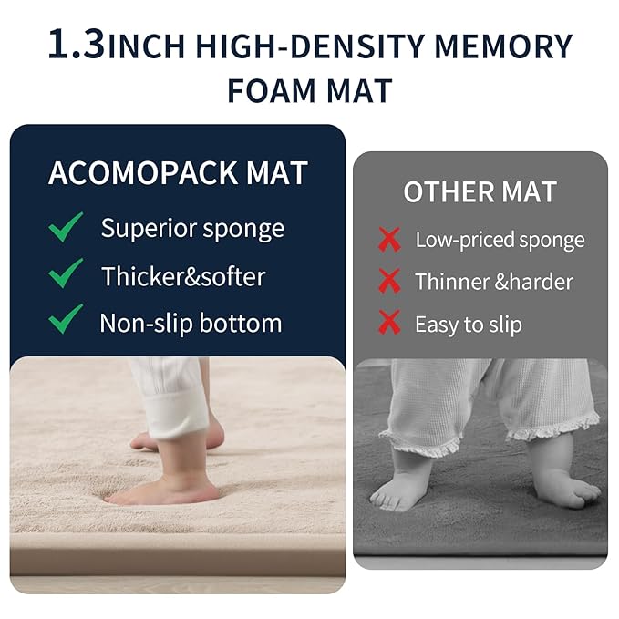 ACOMOPACK Baby Play Mat for Floor 1.3" Thick Memory Foam Play Mat 39"×59" Tummy Time Crawling with Non-Slip Bottom for Living Room,Nursery,Soft Velvet Playpen Mats for Kids,Infants（Beige）-Ruum Studio Home