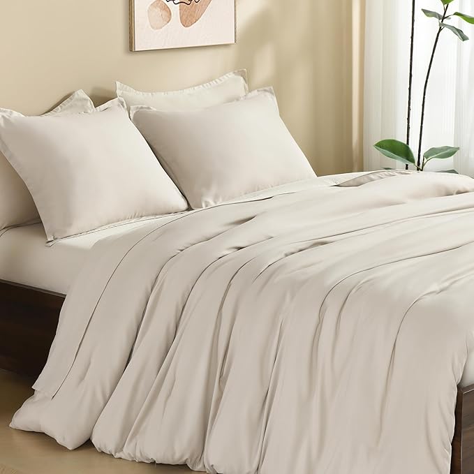 Litanika Comforters Tannish Grey Twin Size, 2 Pieces Lightweight Solid Bedding Set & Collections, All Season Fluffy Bed Set (66x90In Comforter & 1 Pillowcase)-Ruum Studio Home
