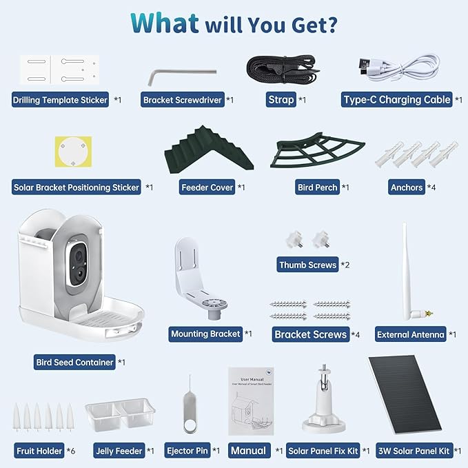 Smart Bird Feeder with Camera Solar Powered & AI Bi rd Identification, 2.4Ghz WiFi Bird feeders for Outdoors, 2K Live Video, Nstant Arrival Alerts - Best Gifts for Bi rd Lovers - Green-Ruum Studio Home