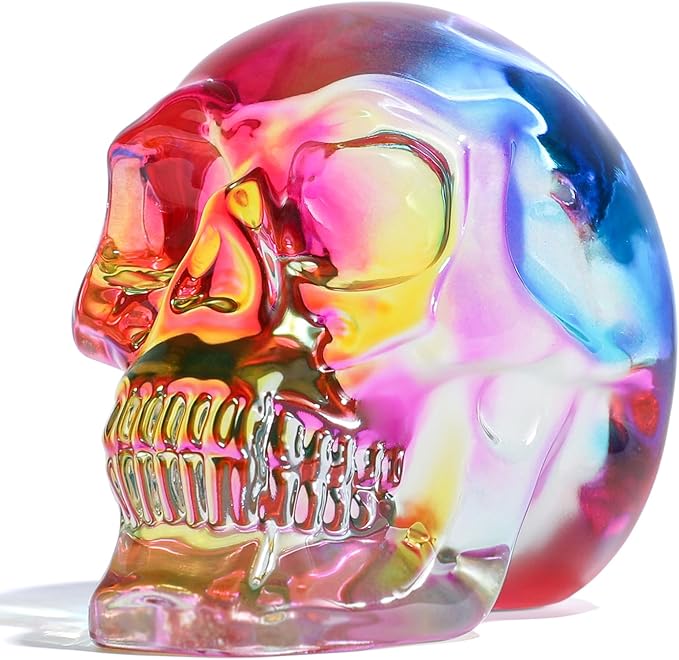 Model Statue for Home Décor Crystal Skull Decorative Figurine Gifts for Women Husbands Halloween Head Figurine Decoration Gift (Multi-Color Skull)-Ruum Studio Home