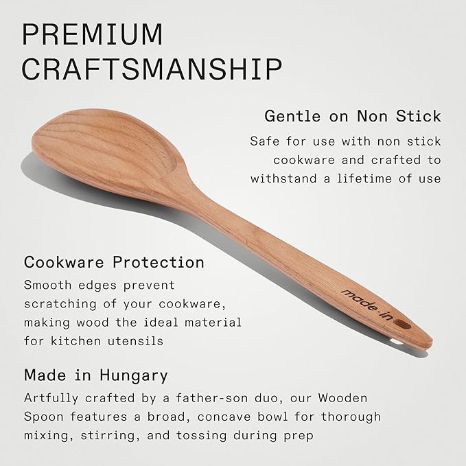 Made In Cookware - Wooden Spoon - Handcrafted for Thorough Mixing and Gentle Cookware Care - Crafted in Hungary-Ruum Studio Home
