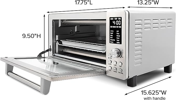 Nuwave Bravo Air Fryer Toaster Smart Oven, 10-in-1 Countertop Convection, 1800 Watts, 21-Qt Capacity, 50°-450°F Temp Controls, Top and Bottom Heater Adjustments 0%-100%, PFAS Free, Stainless Steel-Ruum Studio Home