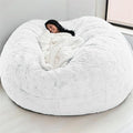 Big Huge Giant Bean Bag Chair for Adults, (No Filler) Bean Bag Chairs in Multiple Sizes and Colors Giant Foam-Filling Required- Machine Washable Covers, Double Stitched Seams (White,7FT)-Ruum Studio Home