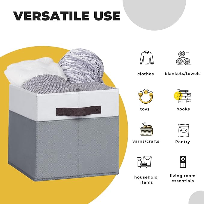 Criusia Fabric Storage Cubes - 13 Inch Large Storage Bins 4 Pack - Clothes Organizer Bins for Closet, Shelves, Cube Organizer/Cubby Collapsible Storage Baskets for Organizing Toys Blanket-Ruum Studio Home