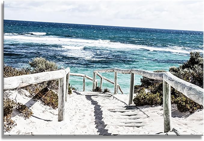 DZL Art S74281 Rottnest Island Beach Seascape Painting Sea Nature Pictures Wall Art Canvas Prints Painting Ready to Hang for Living Room Bedroom Decor Office Wall Decor Home Decoration-Ruum Studio Home