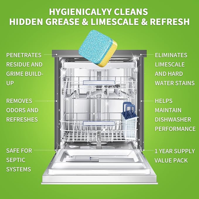 NATRUTH Dishwasher Cleaner And Deodorizer Tablets -30 Pack for Deep Cleaning, Deodorizing & Protecting, Prevents Buildup.Heavy Duty And Septic Safe.Clean Dish Washer For Limescale, Odor, Smell (Lemon)-Ruum Studio Home
