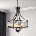 Modern Black Crystal Chandelier, 20 Inch Large Ceiling Pendant Light Fixture with 50'' Adjustable Hanging Chain, 5-Light Farmhouse Chandelier for Dining Room, Living Room, Bedroom, Entryway-Ruum Studio Home
