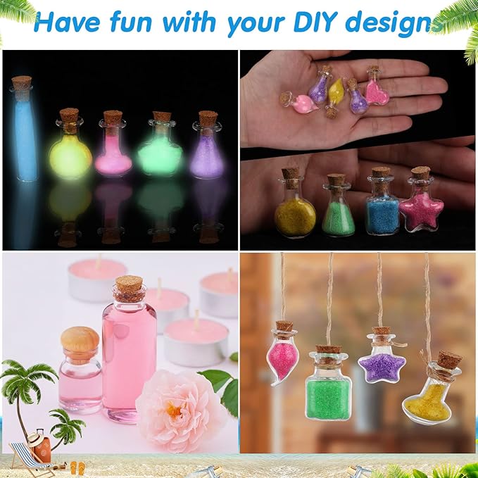 140 Pcs Mini Glass Bottles with Cork Stoppers Tiny Wishing Potion Bottles, 14 Shapes, Small Spell Apothecary Jar Vials Witchcraft Drifting Jar for Wedding Halloween Party Arts DIY Crafts-Ruum Studio Home