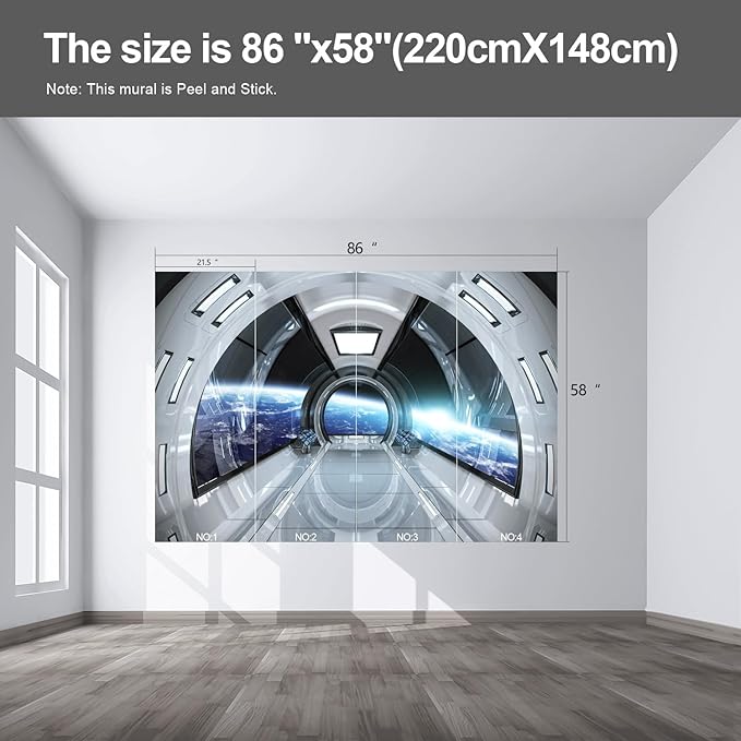 Spaceship Wall murals Peel and Stick Wallpaper for Bedroom Living Room - 58"x86"-Ruum Studio Home
