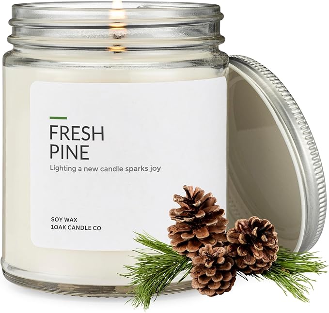 1OAK Soy Wax Candles (Fresh Pine) - Pine Candle - Soy Candles for Home Scented - Long Burning Premium - Hand-Poured (7oz.)-Ruum Studio Home