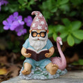 Gnome Statue Garden Decor, Resin Gnome and Flamingo Figurines Outdoor Decorations for Yard Art Porch Lawn Ornaments, Unique Housewarming Gifts-Ruum Studio Home