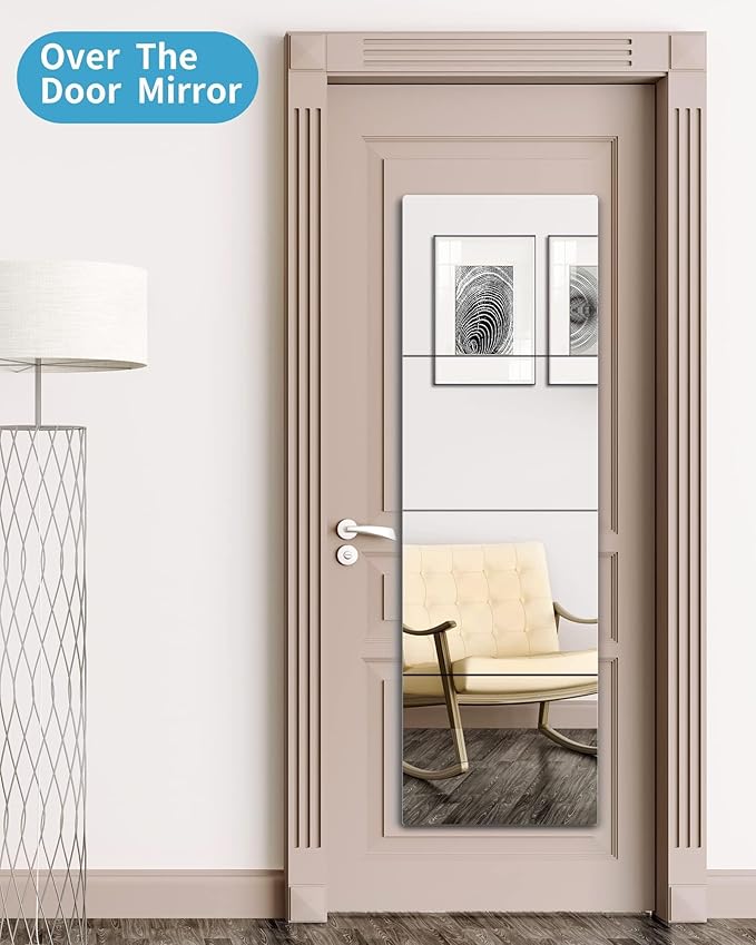 Shatterproof Wall Mirror Full Length for Bedroom, Acrylic Gym Mirrors For Home, Extra Thick: 0.1 inch, 10 x 10 inch x 4 Pcs, Workout Mirrors Safe for Kids, Over The Door, Long Wall Mounted-Ruum Studio Home