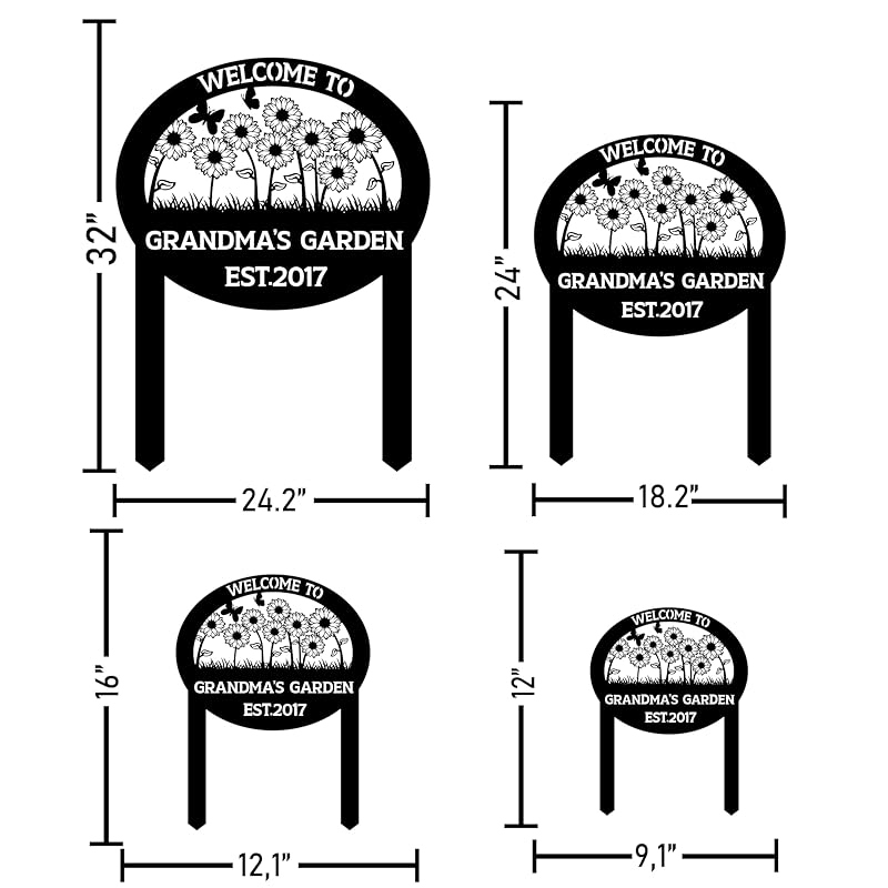 Personalized Metal Garden Sign with Stake, Custom Flowers Garden Decor for Outdoor, Custom Family Name Sign, Patio Decorations, Lawn Art, Farmhouse Decorative, Housewarming Gift-Ruum Studio Home