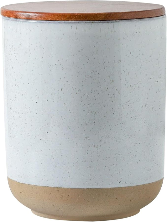 Hasense Ceramic Canister with Airtight Lid for Kitchen Counter, 80 Ounce Large Ceramic Food Storage Jar with Seal Ring for Serving Flour, Grain, Cereal, Pasta, Coffee, Sugar and Tea, Greyish White-Ruum Studio Home