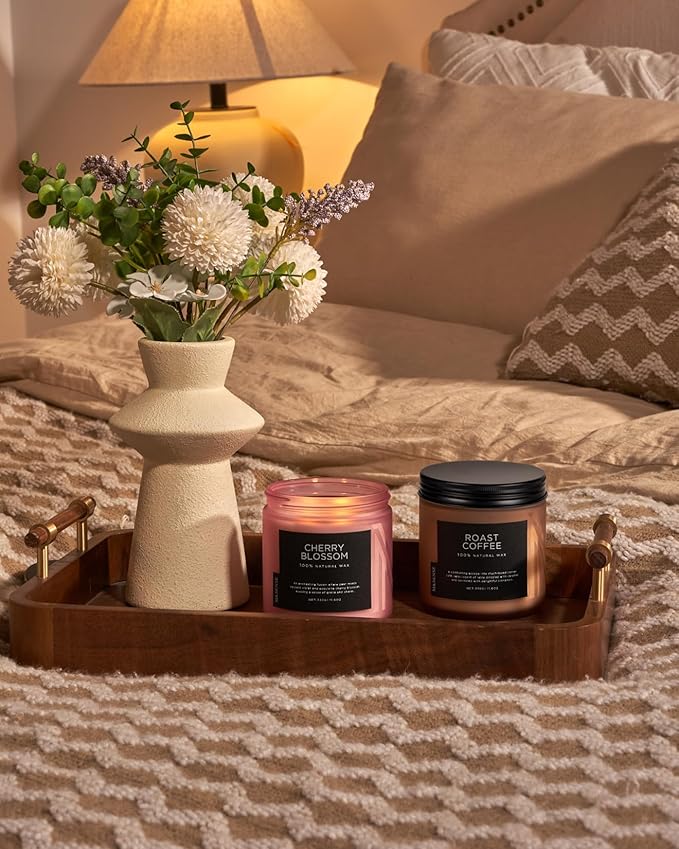M&SENSE Cherry Blossom Scented Spring Candle, 70 Hours Long Lasting Soy Wax 11.6oz Stress Relief Aromatherapy Candles, Romantic Gifts for Women, Glass Jar for Bedroom Decor-Ruum Studio Home