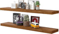 BAMEOS Floating Shelves, American Oak Wall Mounted Wooden Shelves with Invisible Brackets Set of 2, Hanging Wall Shelves Decoration for Bedroom, Bathroom, Living Room and Kitchen-Ruum Studio Home
