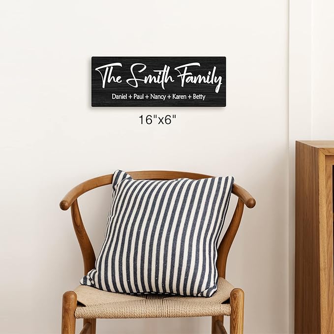 Personalized Family Name Wood Sign - Custom Last Name Plaque, New Family Established Sign, Wedding & Housewarming Gift, Rustic Home Wall Decor Plaque 16"x6"-Ruum Studio Home