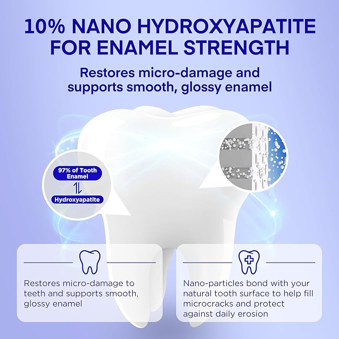 PearlSmile Niacinamide Hydroxyapatite Whitening Toothpaste – 10% Nano Hydroxyapatite + 5% Niacinamide – Strengthens Enamel, Remineralizes, Brightens Teeth – Fluoride-Free, Travel Size, 4.2oz (120g)-Ruum Studio Home