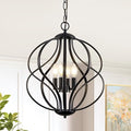 Modern Black Chandelier for Dining Room, 4 Lights Geometric Chandeliers, Sphere Chandelier Industrial Large Pendant Light Fixtures Hanging for Kitchen, Entryway, Foyer, Stairs-Ruum Studio Home