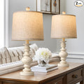 BOBOMOMO Tradition 20.5" Rustic Table Lamp Set of 2 for Living Room Farmhouse Bedside Desk Lamps Bedroom Nightstand Vintage Lamps Linen Washed（Suitable for Decorating Small Areas）-Ruum Studio Home