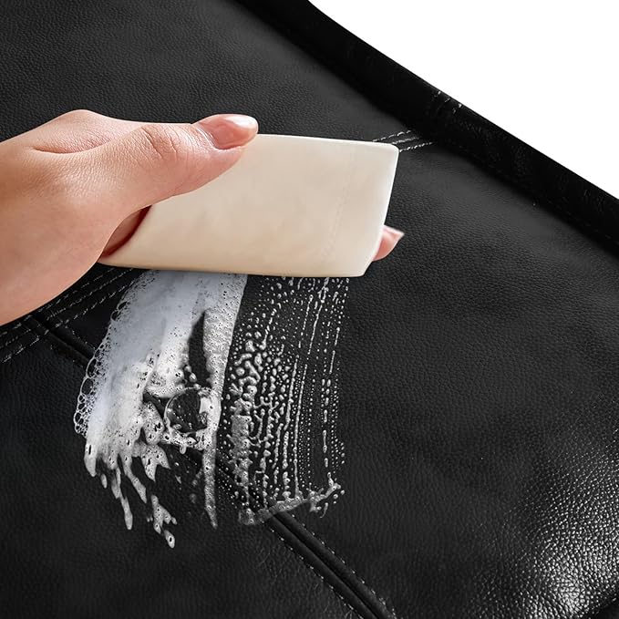 Leather Ottoman,Handmade Stuffed Square Ottoman,Genuine Leather Pouf, Foot Rest Pouf,Comfortable Soft Seating for Living Room & Bedroom (Black, Square)-Ruum Studio Home