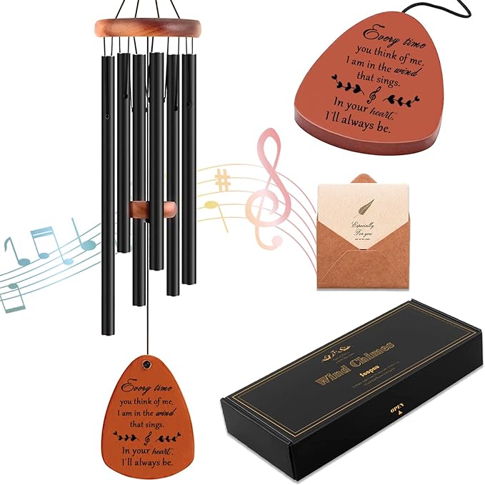 Sympathy Wind Chimes, Memorial Wind Chimes for Loss of Loved One, Sympathy/Memorial/Bereavement/Condolence Funeral Gifts in Memory of a Loved One Mother Father, 30" Wooden-Ruum Studio Home