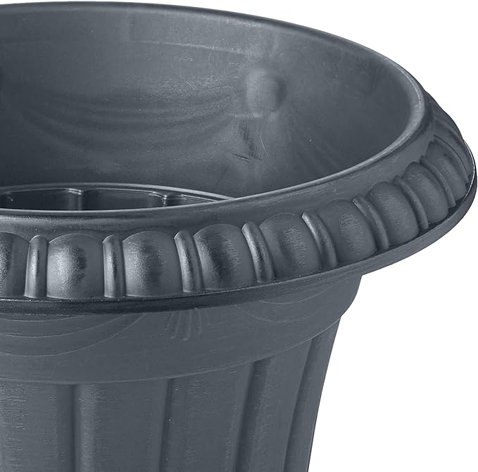 PL10GY Indoor/Outdoor Classic Traditional Plastic Urn Planter, 15" x 13", Gray-Ruum Studio Home