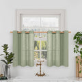 LAMIT Semi Sheer Linen Curtains 36 Inch Length, Light Filtering Panels Bronze Grommet Boho Neutral Christams Window Drapes for Kitchen/Small Windows/Cafe, Sage Green, 34 x 36 Inch, 2 Panels-Ruum Studio Home