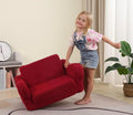 Kids Chairs for Toddler, 2-in-1 Toddler Soft Sherpa Couch Fold Out, Convertible Sofa to Lounger for Girls and Boys, Christmas Decor, Red-Ruum Studio Home