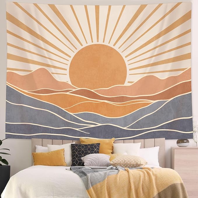 Lunerfex Boho Sun Tapestry Sunset Wall Tapestry, Mountain Tapestries for Bedroom 80s Tapestries Wall Hanging for Bedroom Living Room Decor Boho-3 44"x60"-Ruum Studio Home
