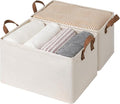 StorageWorks Storage Bins, Shelves Baskets for Organizing, Large Fabric Closet Organizers with Handles, Metal Frame, Beige（Cotton-linen）, 2-Pack-Ruum Studio Home