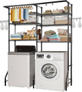 VEVOR Over The Washer and Dryer Storage Shelf, 6 Tier Laundry Room Drying Rack with Hanger Rod and Hooks, Adjustable Over Washer and Dryer Shelves, Laundry Room Shelf Storage Space Saver, Black-Ruum Studio Home