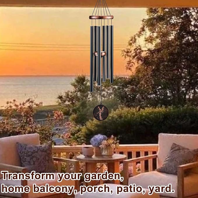 Wind Chimes for Outside, Angel Deep Tone Vintage Wind Chime Outdoor Clearance, Sympathy/Memorial/Festivals Gift for Mom Dad Grandma, Home Garden Patio Decor (32" Angel)-Ruum Studio Home
