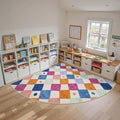 jinchan Kids Rug for Classroom 7ft Radius Corner Washable Area Rug Modern Colorful Quarter Circle Rug Soft Non-Slip Carpet for Nursery Playroom Daycare Reading Nook Living Room Berries on Cream-Ruum Studio Home