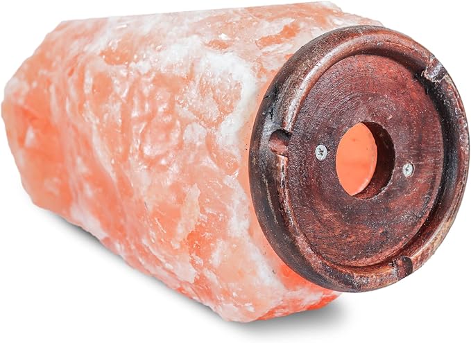 Himalayan Secrets LARGE Salt Lamp - Natural Pink Crystal with Wooden Base - Dimmer Cord and Bulb included (25-30 LBS)-Ruum Studio Home