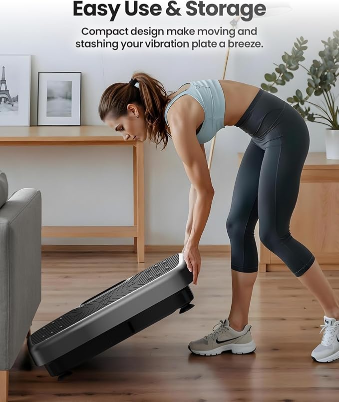 Vibration Plate Exercise Machine, Vibration Plate Platform for Lymphatic Drainage, 200 Adjustable Speeds Power Shaping Vibrating Plate Helps Weight Loss, Shaping, Max Weight 450 Lbs-Ruum Studio Home