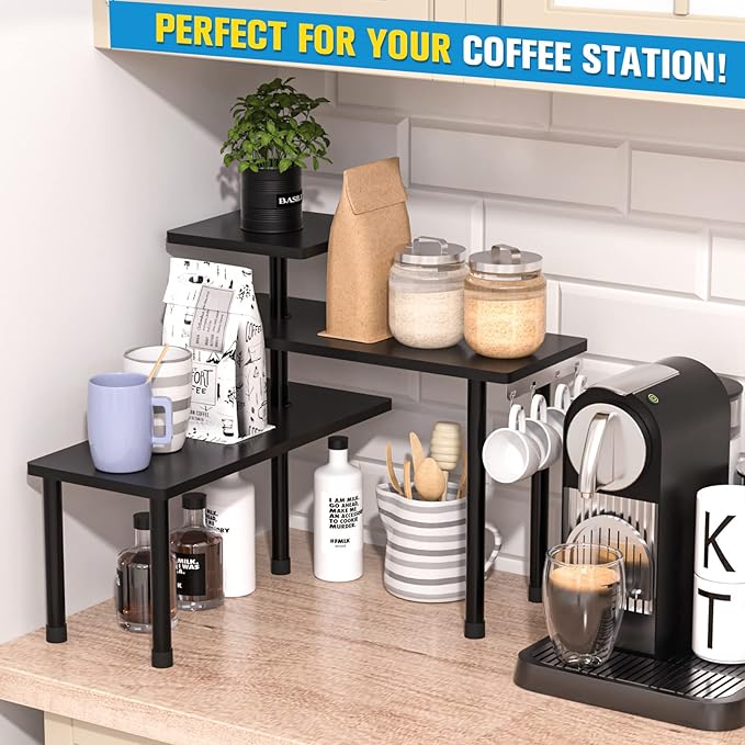 JayRex Countertop Corner Shelf, 3 Tier Shelf Moveable Organizer for Bathroom Counter, Make Up, Dresser Table, Desktop Shelf (Black)-Ruum Studio Home