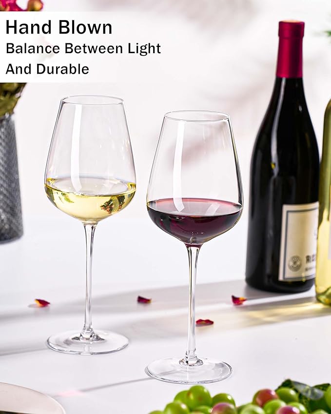 JBHO Hand Blown Italian Style Crystal Bordeaux Wine Glasses - Great Gift Packaging - Red Wine Glasses Lead-Free Premium Crystal Clear Glass - Set of 2-18 Ounce-Ruum Studio Home