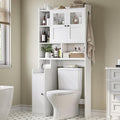 Itaar Over The Toilet Storage Cabinet, Over Toilet Bathroom Organizer with Glass Doors & Toilet Paper Holder Stand, Home Space-Saving Toilet Rack, for Bathroom, Restroom, Laundry(White)-Ruum Studio Home