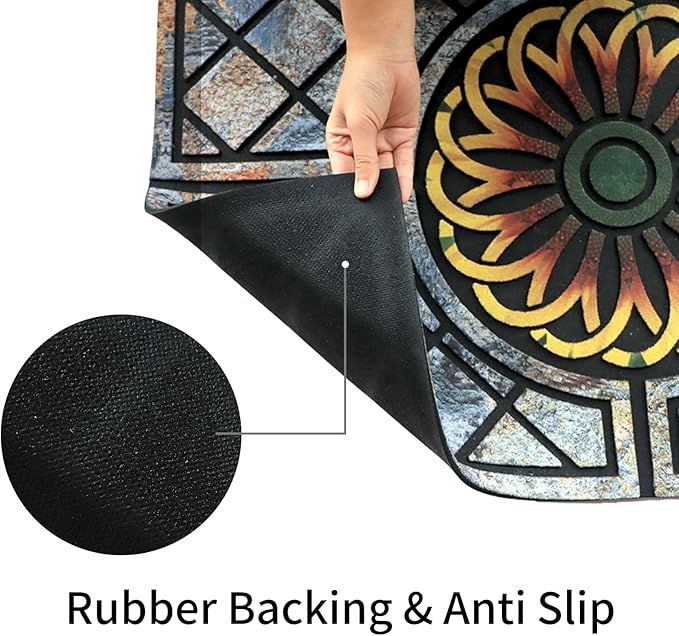 Door Mat Welcome Mat, Heavy Duty Door Mat 17.7 x 29.5 Inch Front Door Mat Rug Doormat for Outdoor Entrance Home Non-Slip Rubber Rug for Front Door, Outside, Entryway, Patio (Flower)-Ruum Studio Home