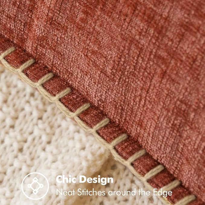 MIULEE Pack of 2 Fall Couch Throw Pillow Covers 12x20 Inch Burnt Orange Farmhouse Decorative Pillow Covers with Stitched Edge Soft Chenille Solid Dyed Pillow Covers for Sofa Bed Living Room-Ruum Studio Home